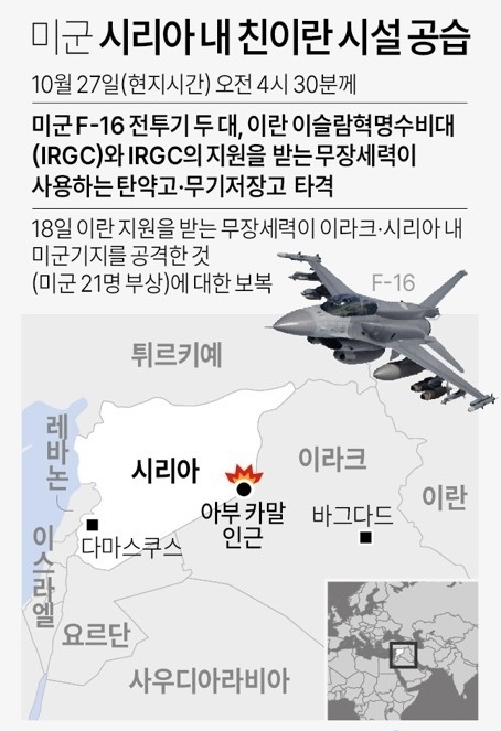 미군 시리아 내 친이란 시설 공습/연합뉴스