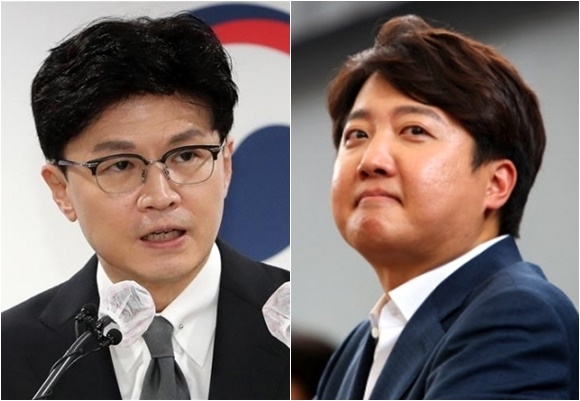 내년 4월 총선을 앞두고 한동훈 법무장관(왼쪽)과 이준석 전 국힘 대표.