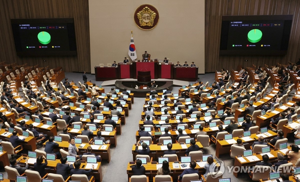 28일 국회 본회의에서 간호법이 통과되고 있다. / 연합뉴스