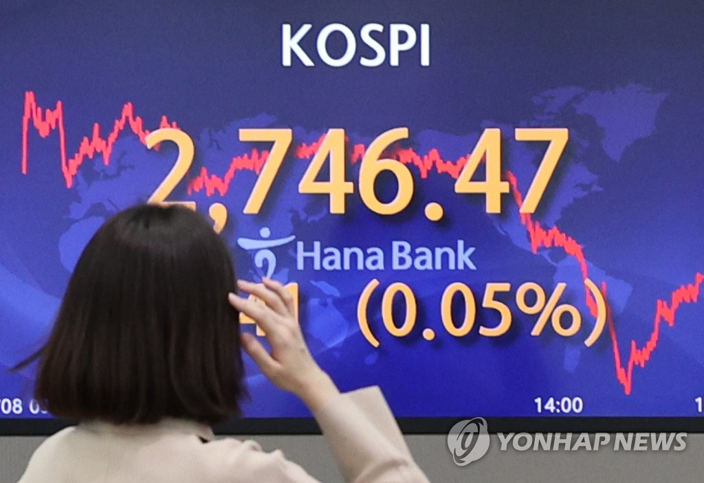 오늘 증시는
(서울=연합뉴스) 8일 코스피는 1.41포인트(0.05%) 오른 2,746.47로 거래를 마쳤다. 코스닥은 4.13p(0.46%) 내린 895.27, 원/달러 환율은 3.0원 내린 1,197.7원으로 마감했다. 사진은 이날 명동 하나은행 본점 딜링룸 모습. 2022.2.8