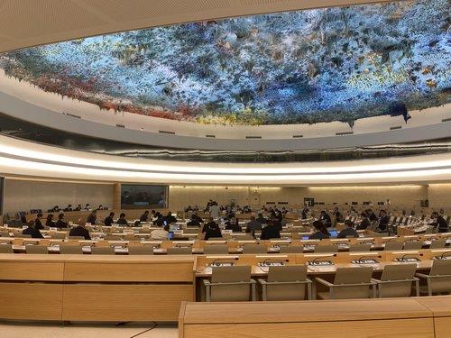 스위스 제네바 유엔 본부에서 순회의장국을 맡은 북한의 주재로 유엔 군축회의가 열리고 있다. 2022.6.2